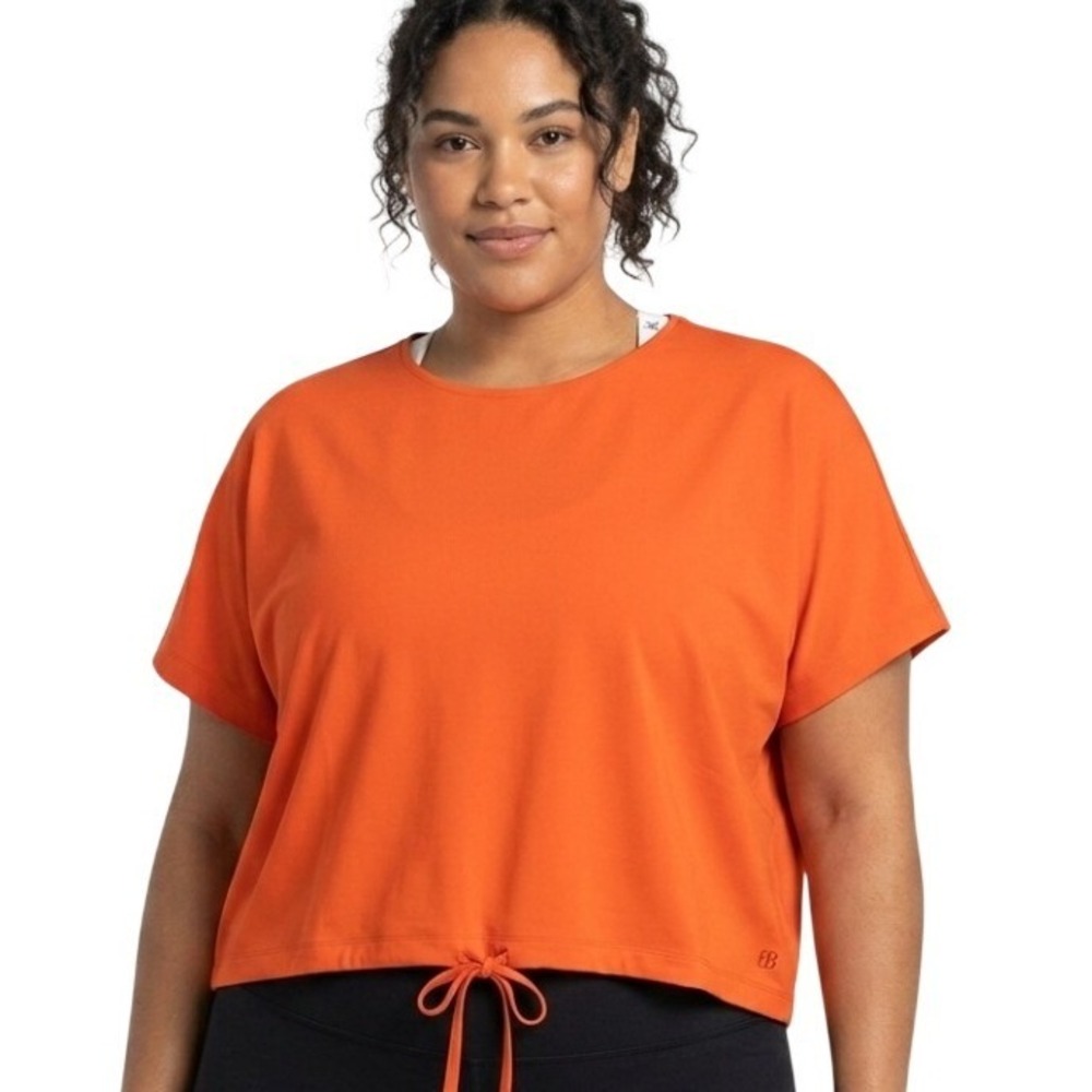 Betabrand Agile Drawstring Tee Womens XL Orange W3032-MRD Active Performance Top